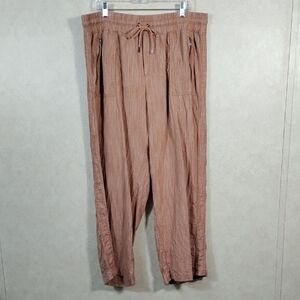01579 Athleta rusty brown Cabo Linen Textured Wide Leg Pant 18